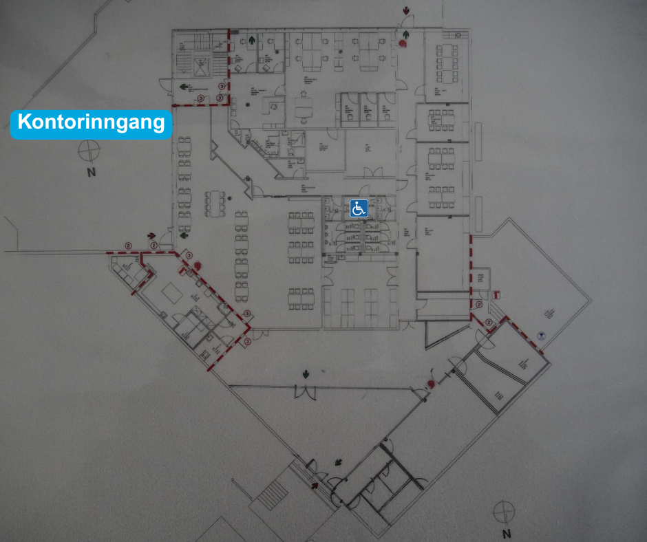 Bildet viser et oversiktskart over kirkens underetasje